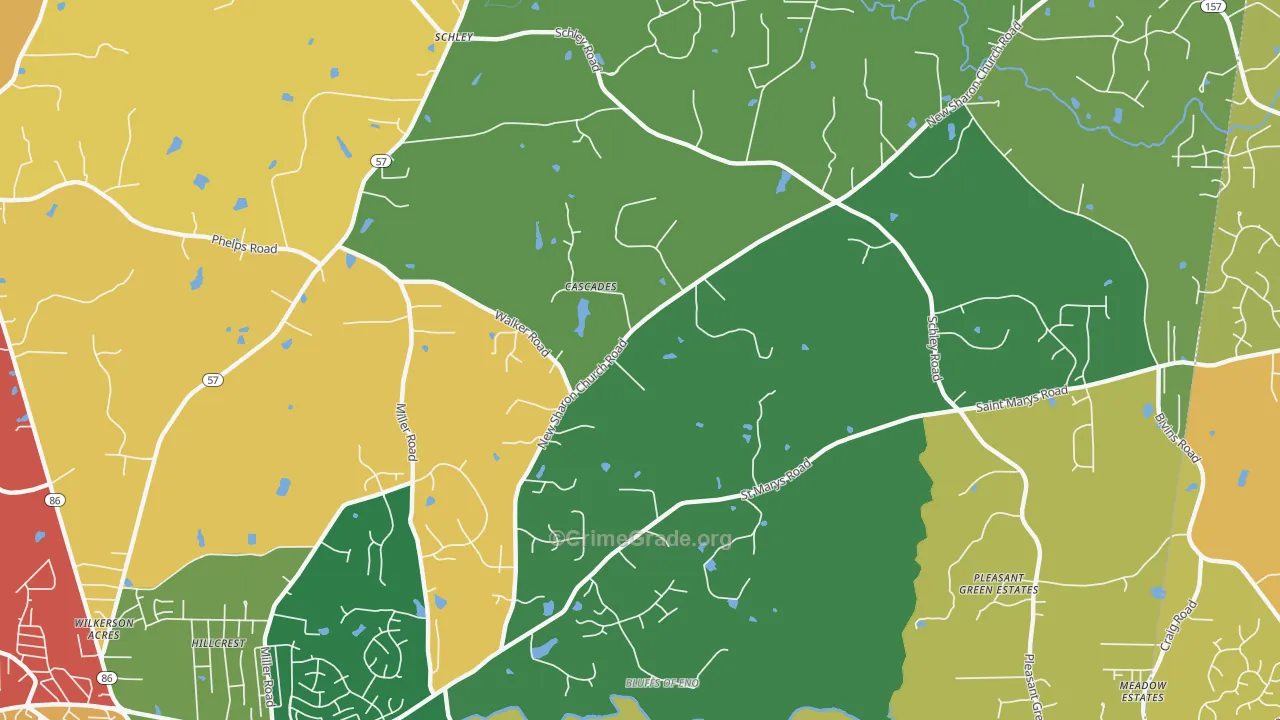 Schley, NC Map of Assault Rates