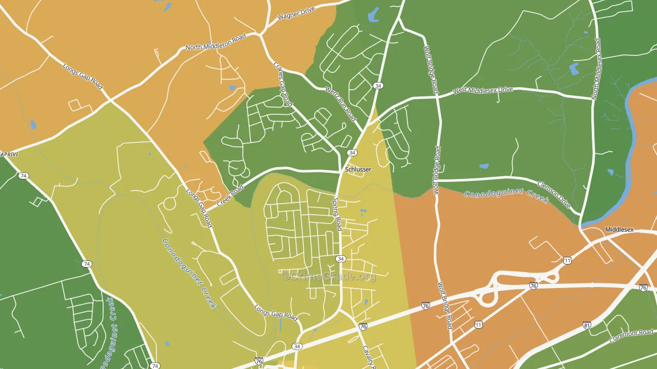Schlusser, PA Map of Assault Rates