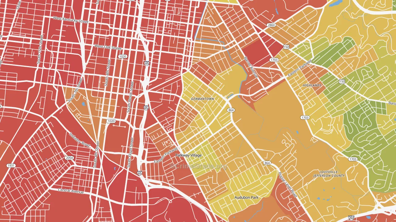 Schnitzelburg, Louisville, KY Map of Assault Rates