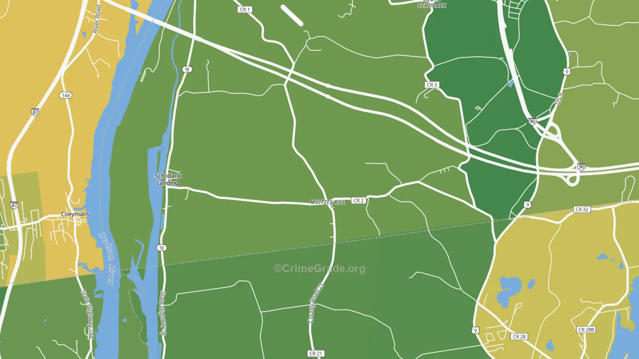 Schodack Landing, NY Map of Assault Rates