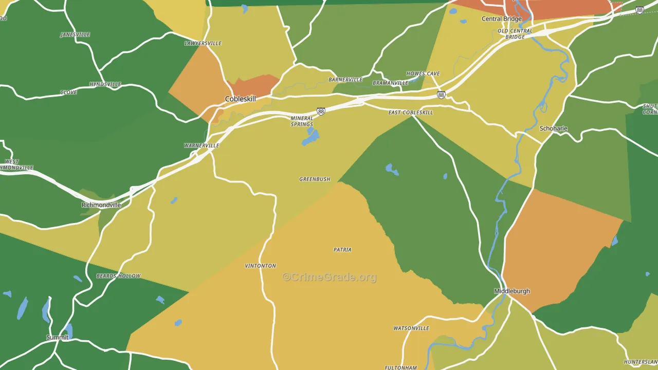 Schoharie County, NY Map of Assault Rates