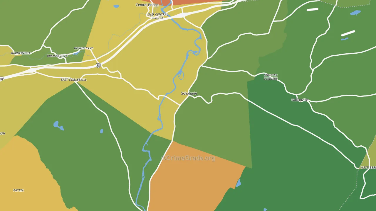Schoharie, NY Map of Assault Rates