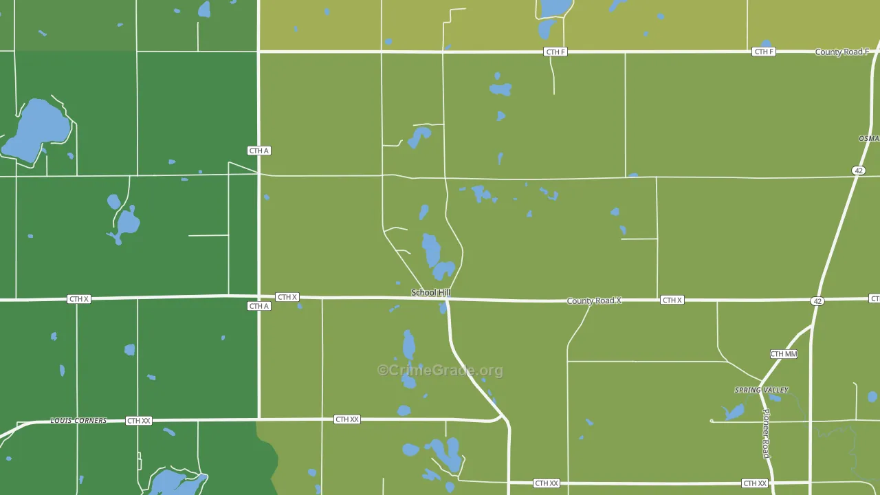 School Hill, WI Map of Assault Rates