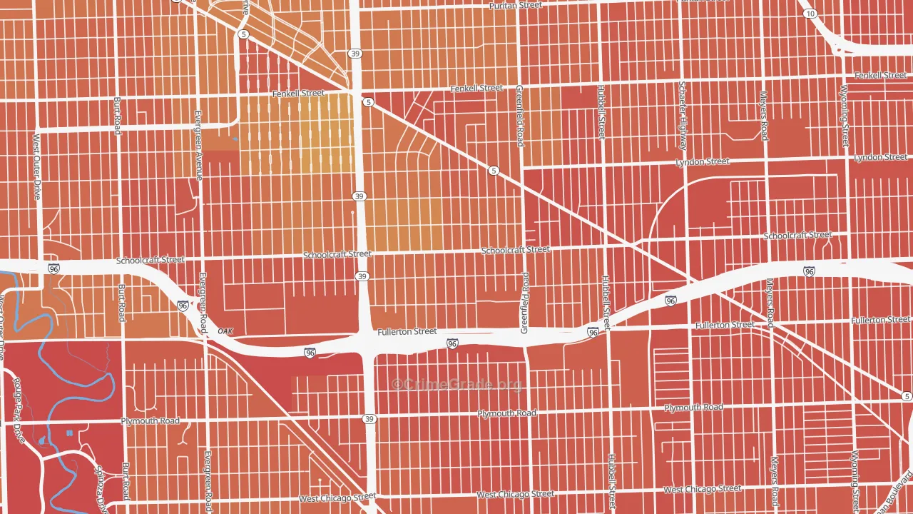 Schoolcraft Southfield, Detroit, MI Map of Assault Rates