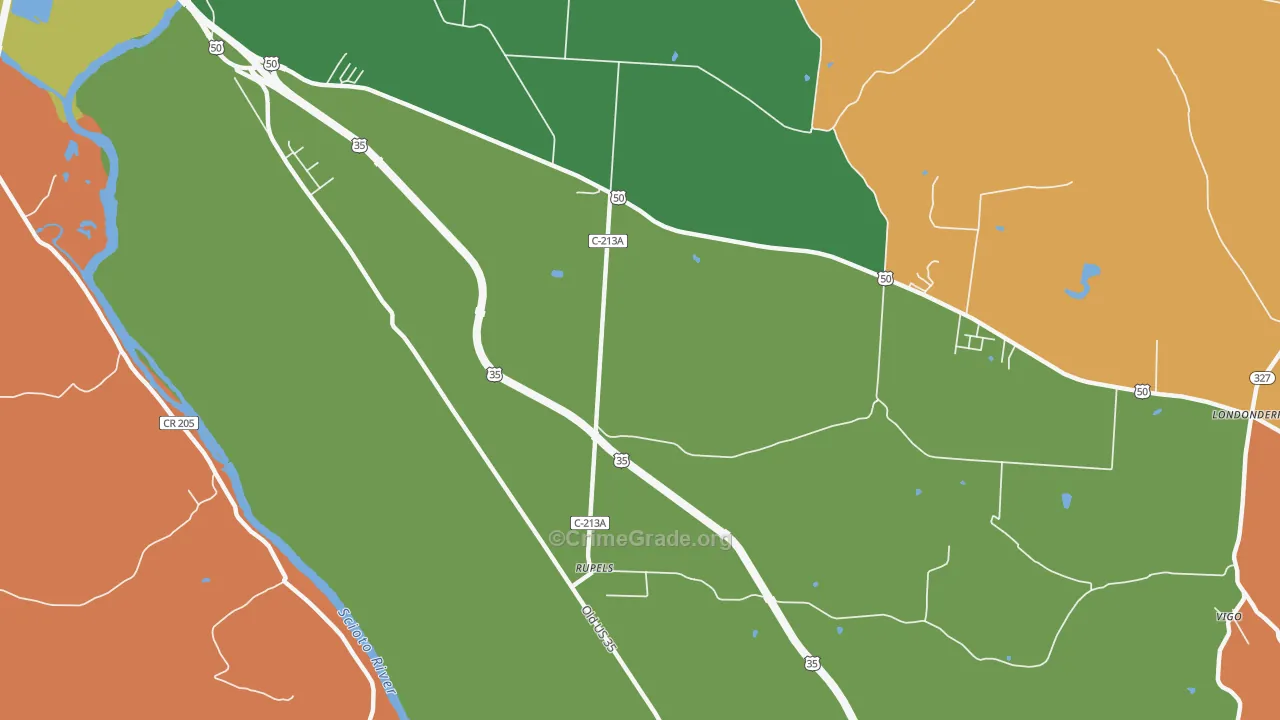 Schooleys, OH Map of Assault Rates