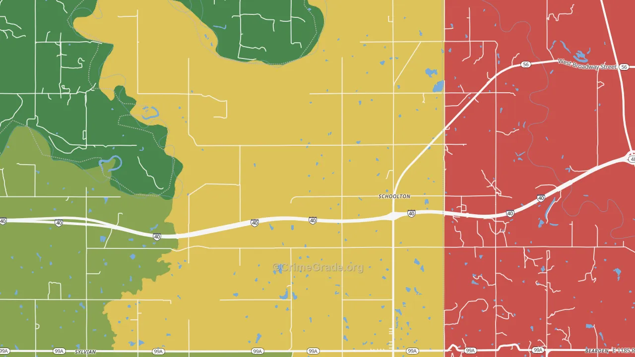 Schoolton, OK Map of Assault Rates
