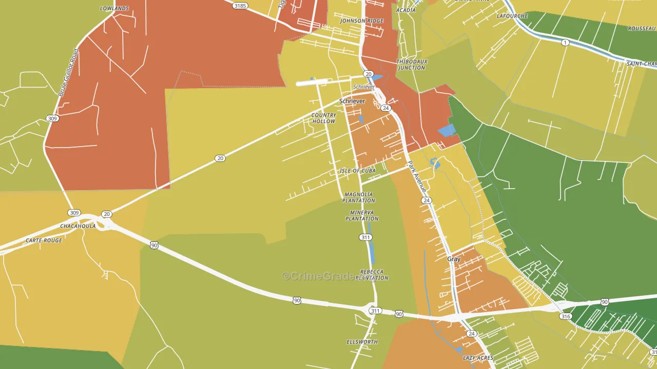 Schriever, LA Map of Assault Rates