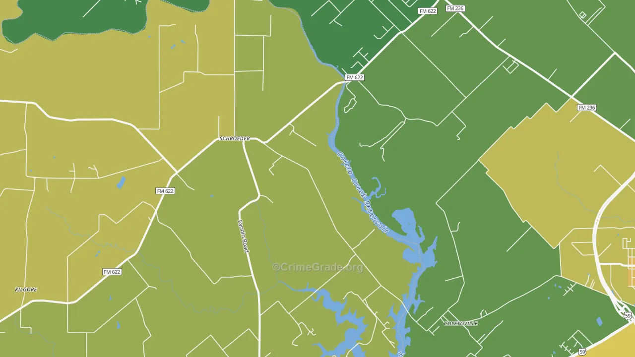 Schroeder, TX Map of Assault Rates