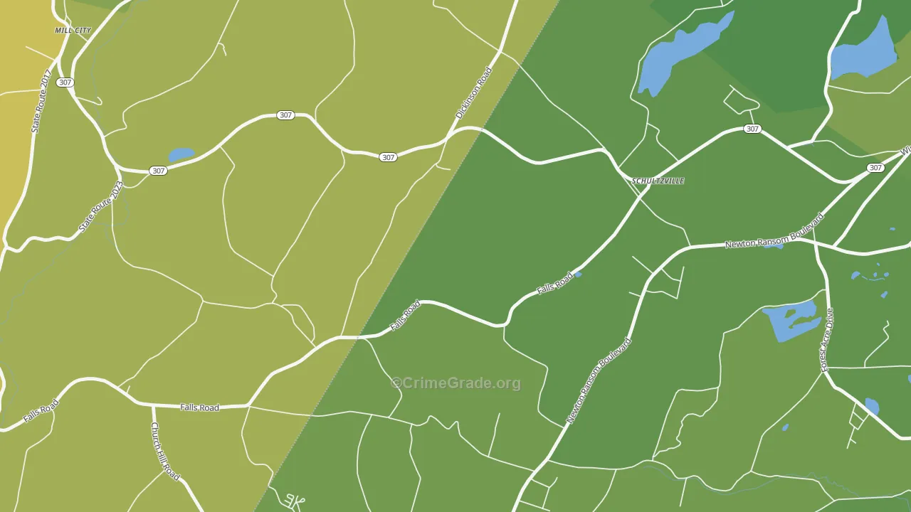 Schultzville, PA Map of Assault Rates