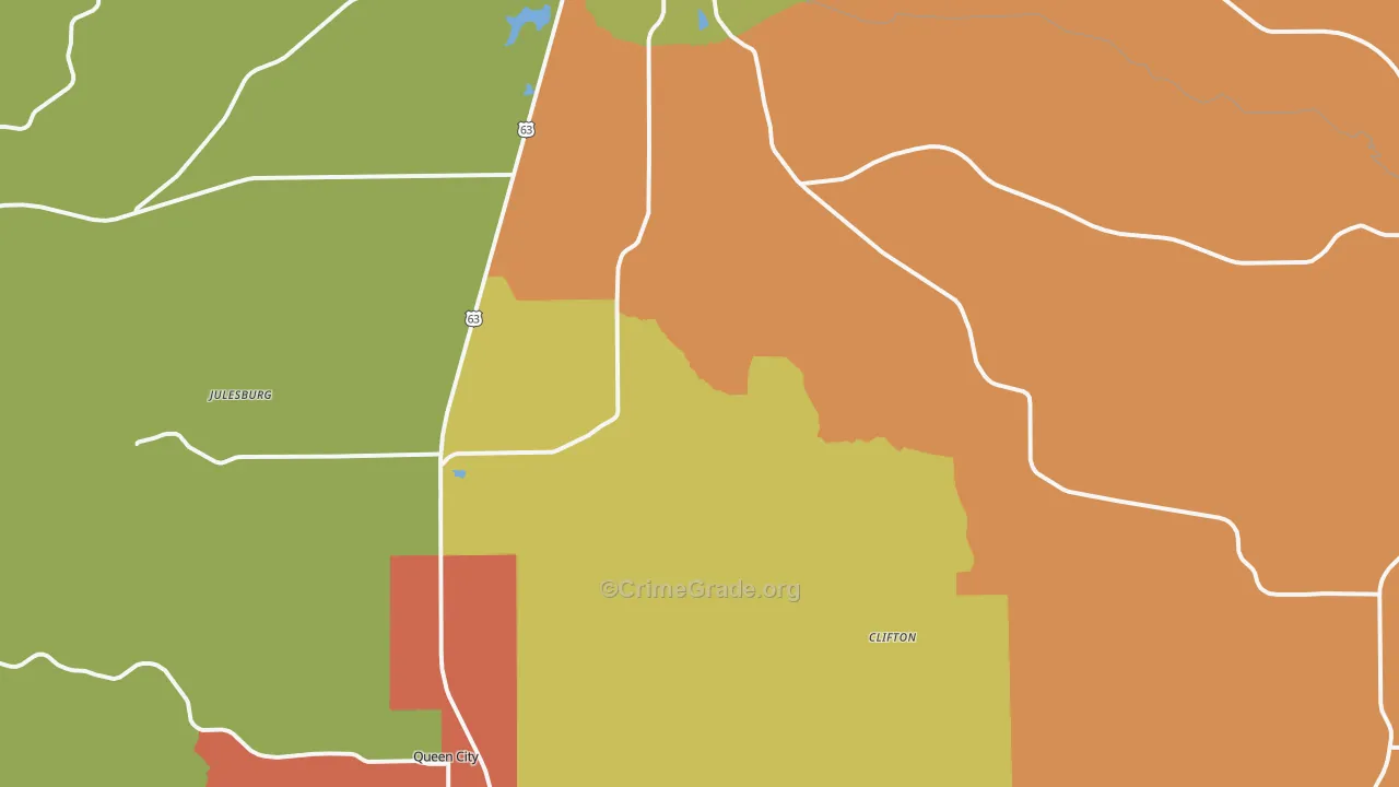 Schuyler County, MO Map of Assault Rates