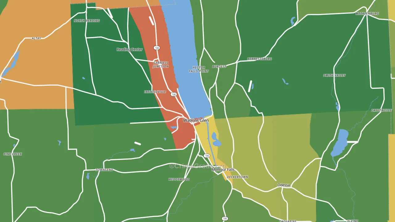 Schuyler County, NY Map of Assault Rates