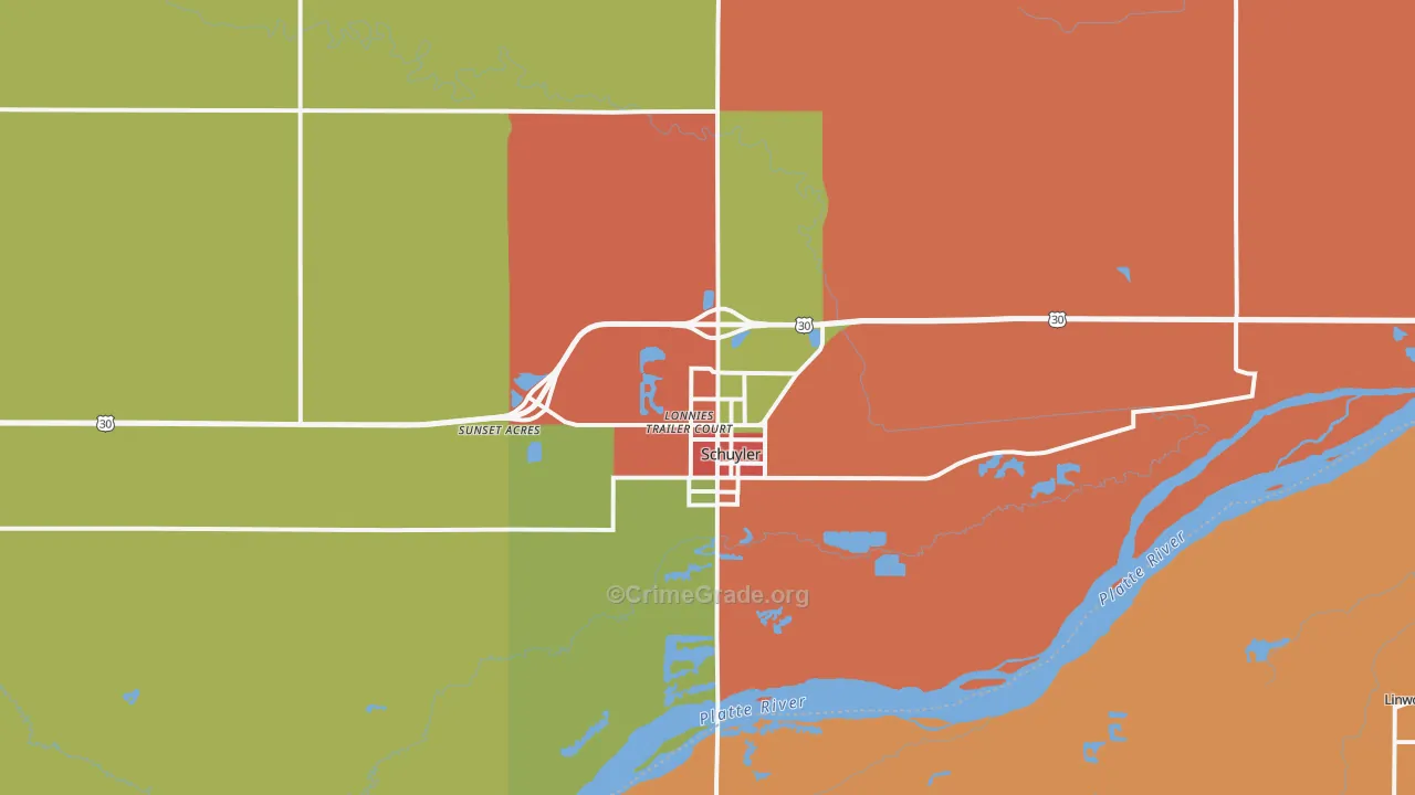 Schuyler, NE Map of Assault Rates
