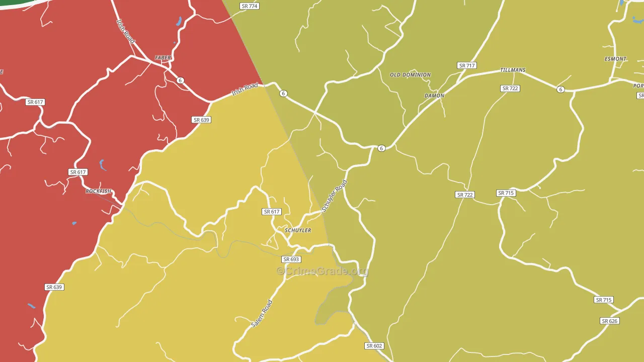 Schuyler, VA Map of Assault Rates