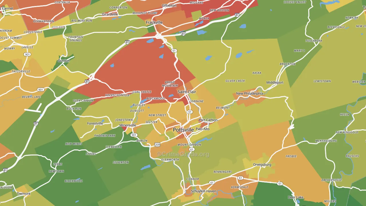Schuylkill County, PA Map of Assault Rates