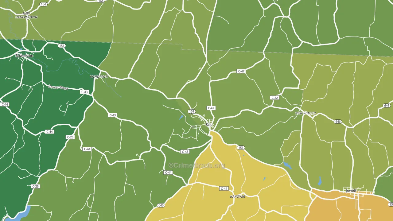 Scio, OH Map of Assault Rates