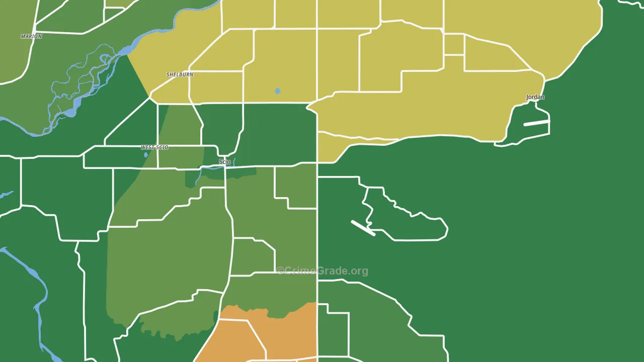 Scio, OR Map of Assault Rates