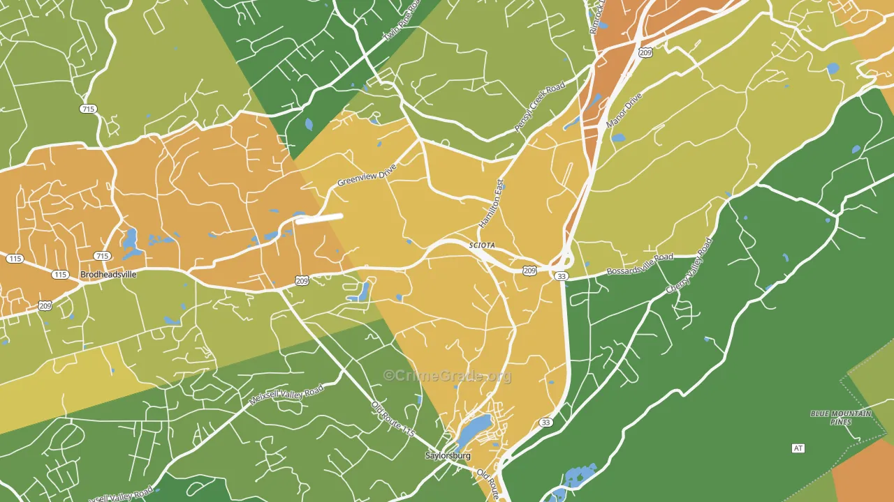 Sciota, PA Map of Assault Rates