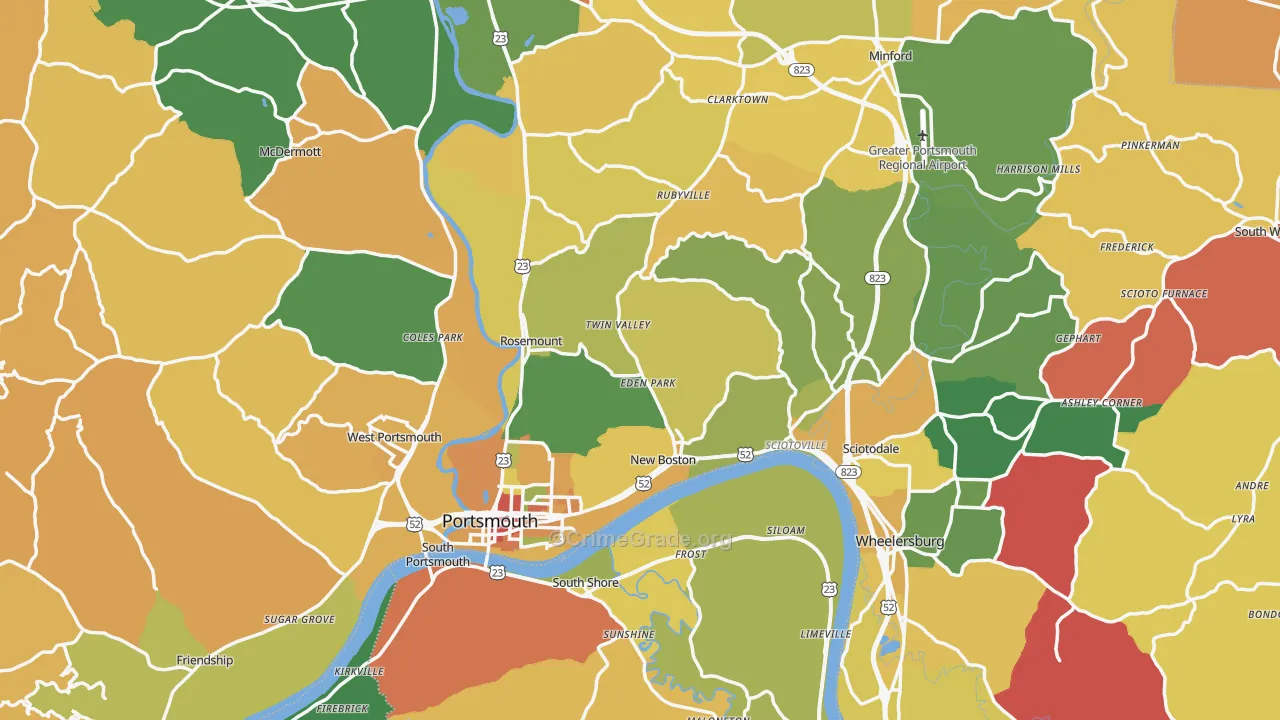 Scioto County, OH Map of Assault Rates