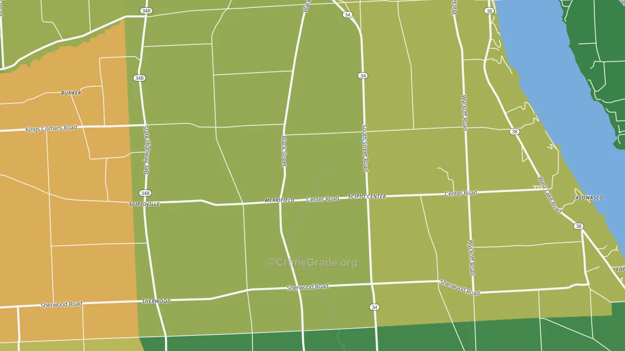 Scipio Center, NY Map of Assault Rates