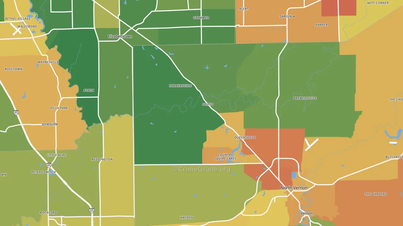 Scipio, IN Map of Assault Rates