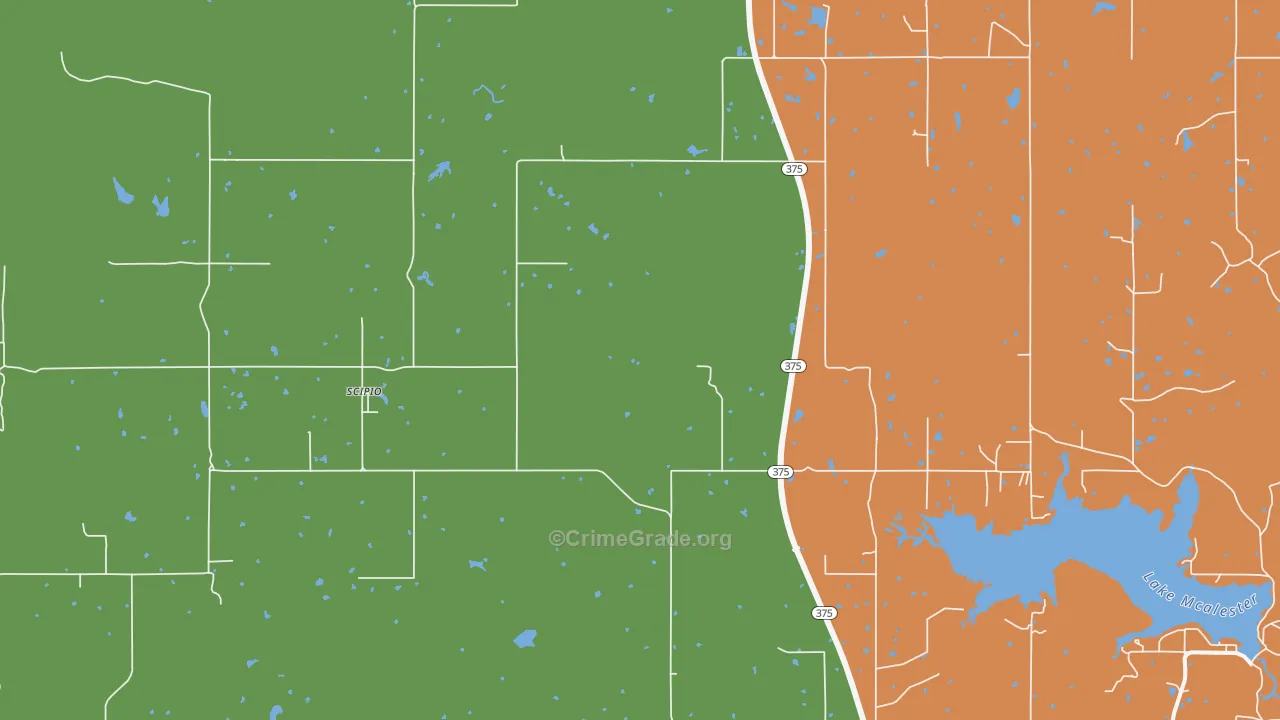Scipio, OK Map of Assault Rates