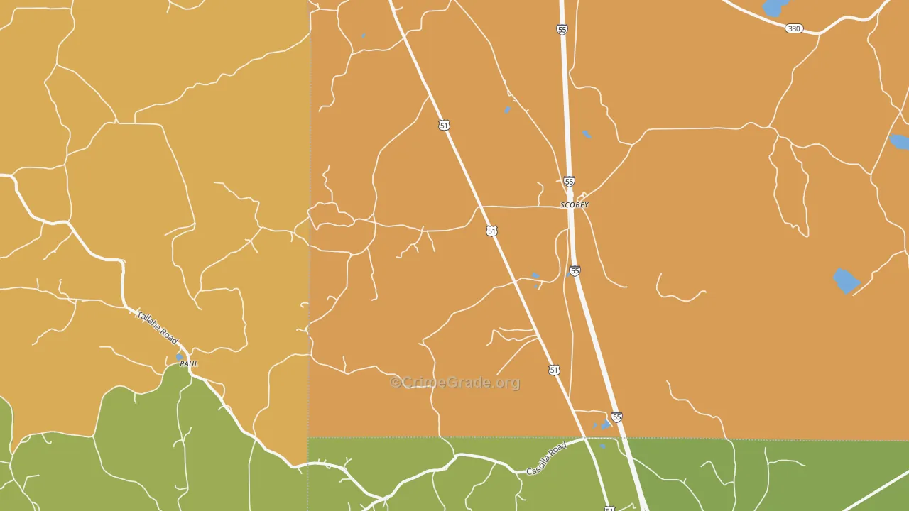Scobey, MS Map of Assault Rates