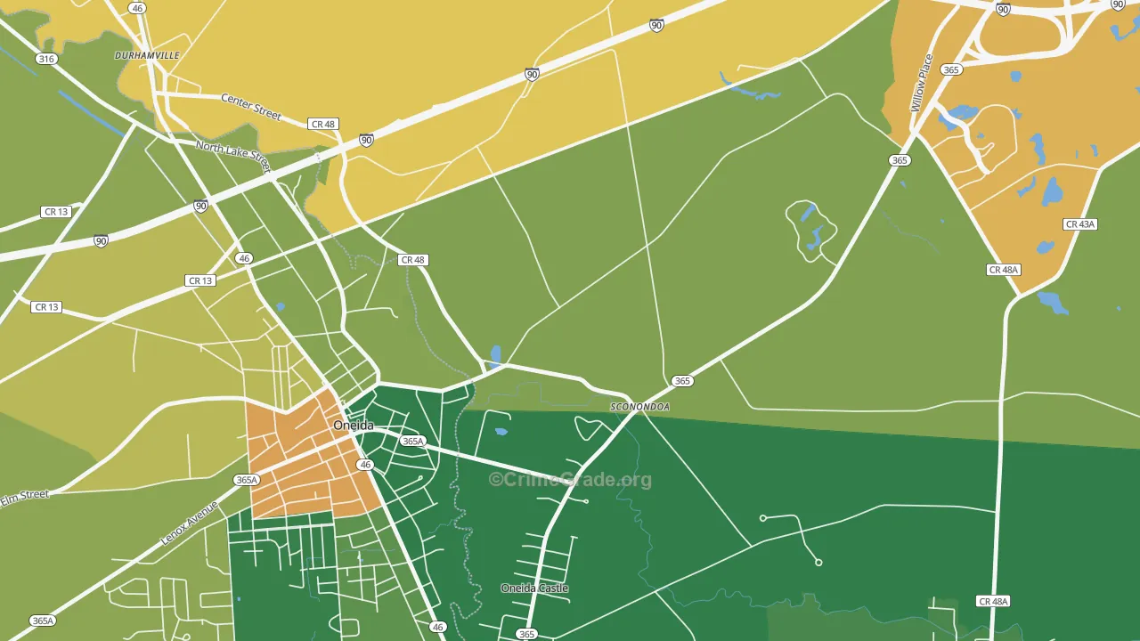 Sconondoa, NY Map of Assault Rates