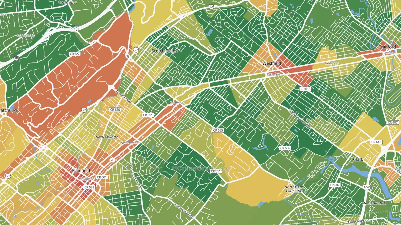 Scotch Plains, NJ Map of Assault Rates