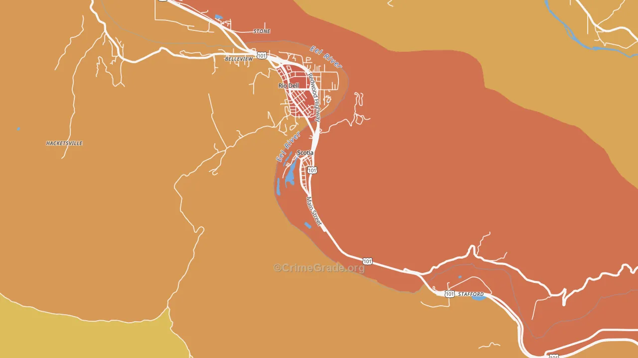 Scotia, CA Map of Assault Rates