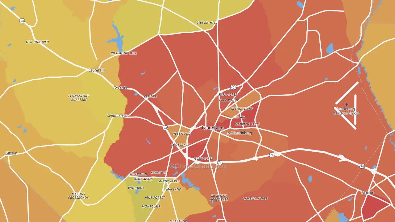 Scotland County, NC Map of Assault Rates