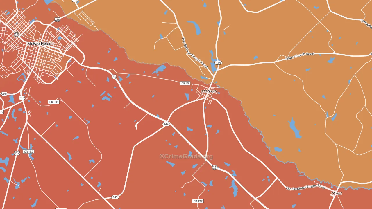 Scotland, GA Map of Assault Rates