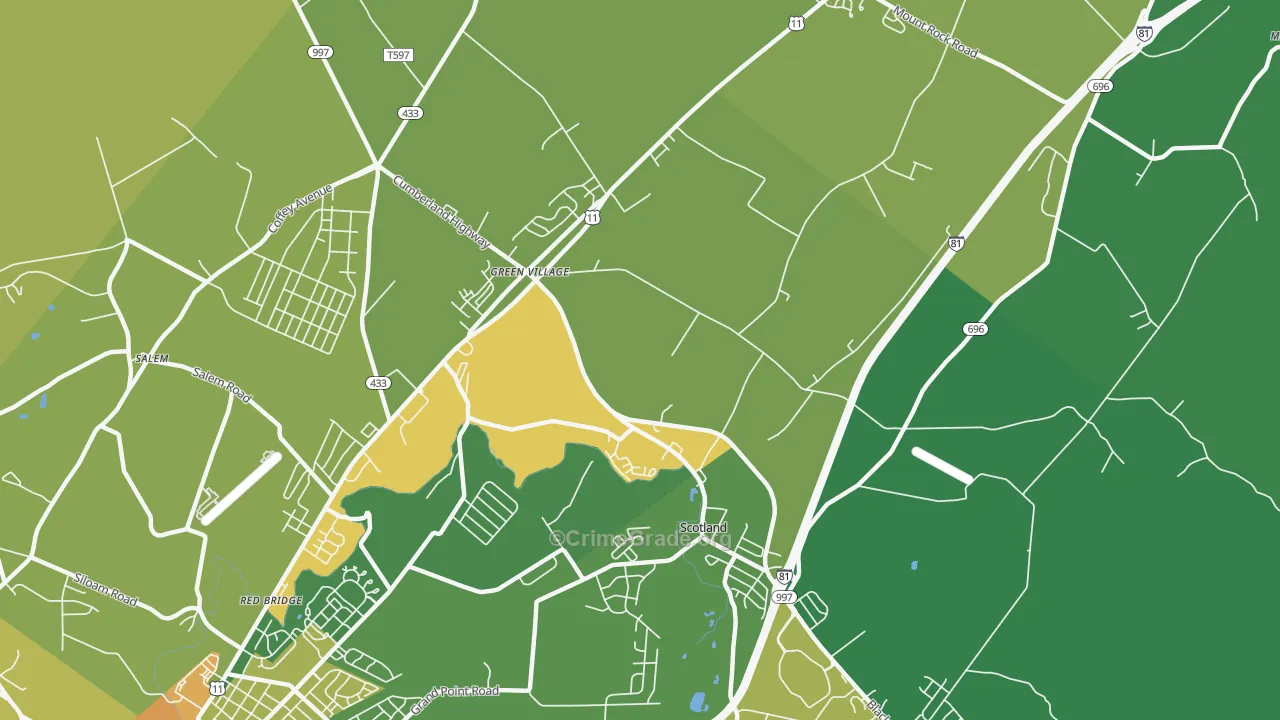 Scotland, PA Map of Assault Rates