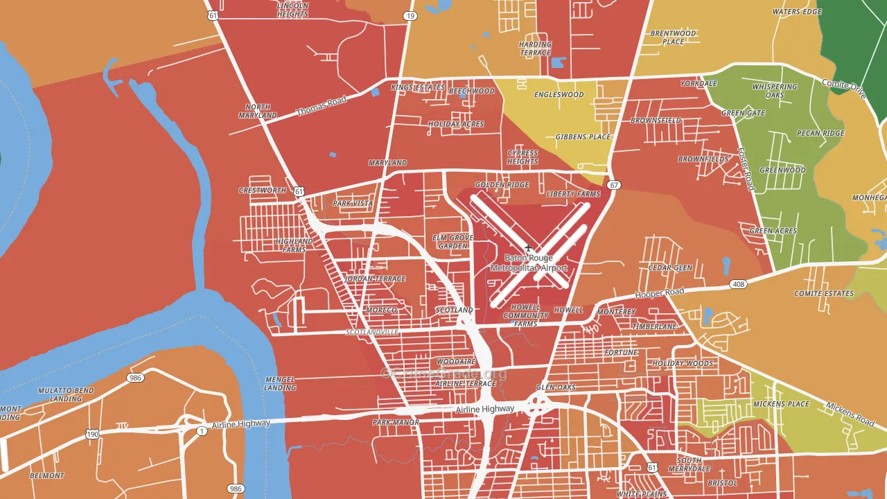 Scotlandville, Baton Rouge, LA Map of Assault Rates