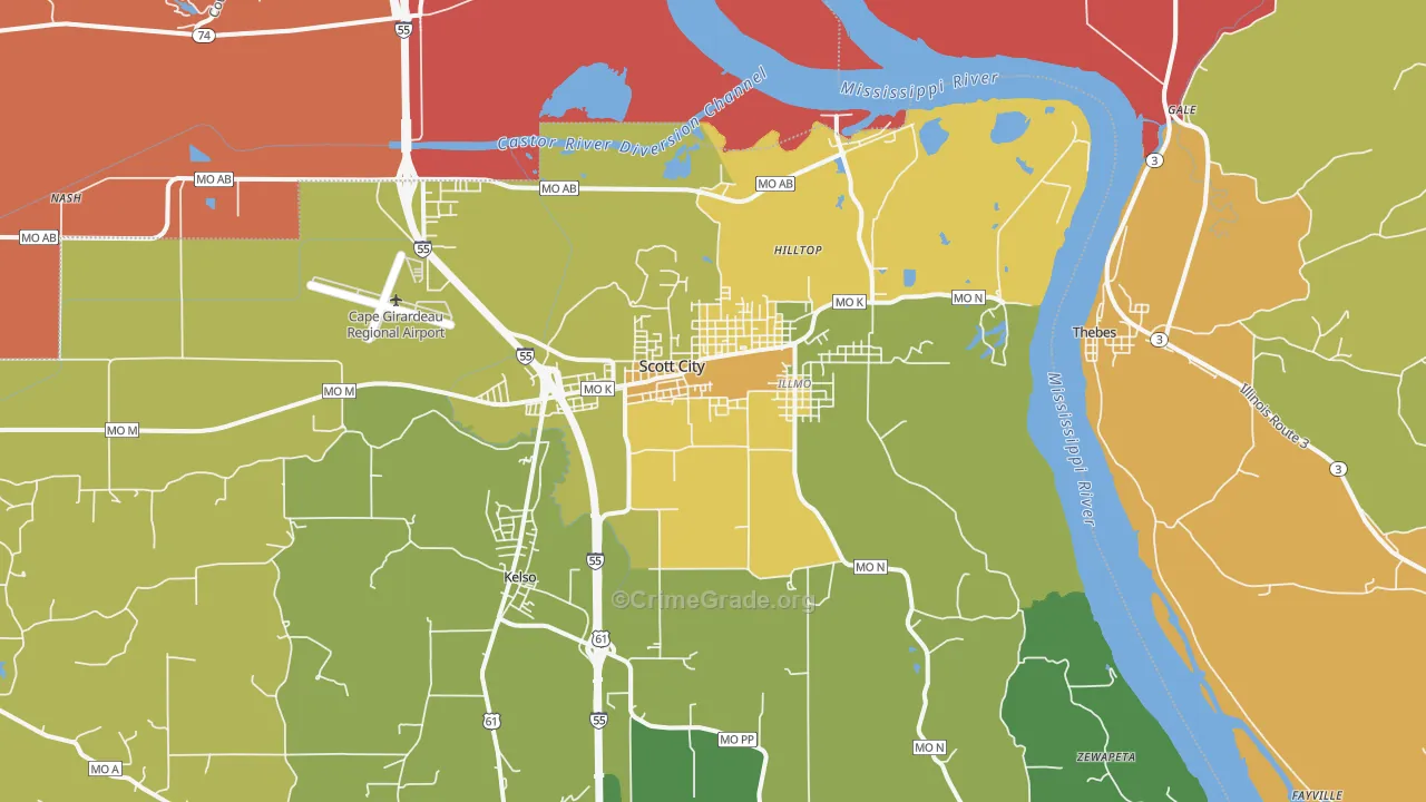 Scott City, MO Map of Assault Rates