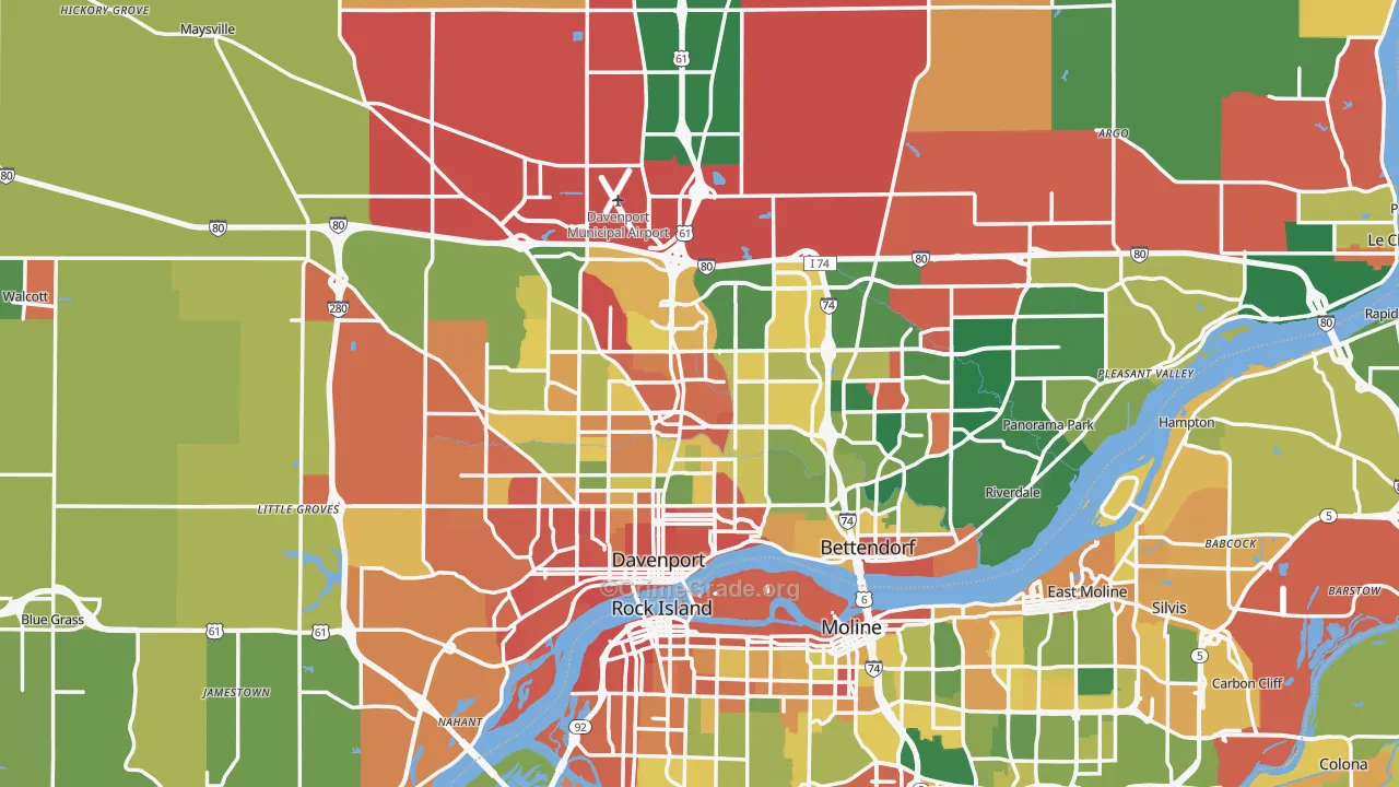 Scott County, IA Map of Assault Rates