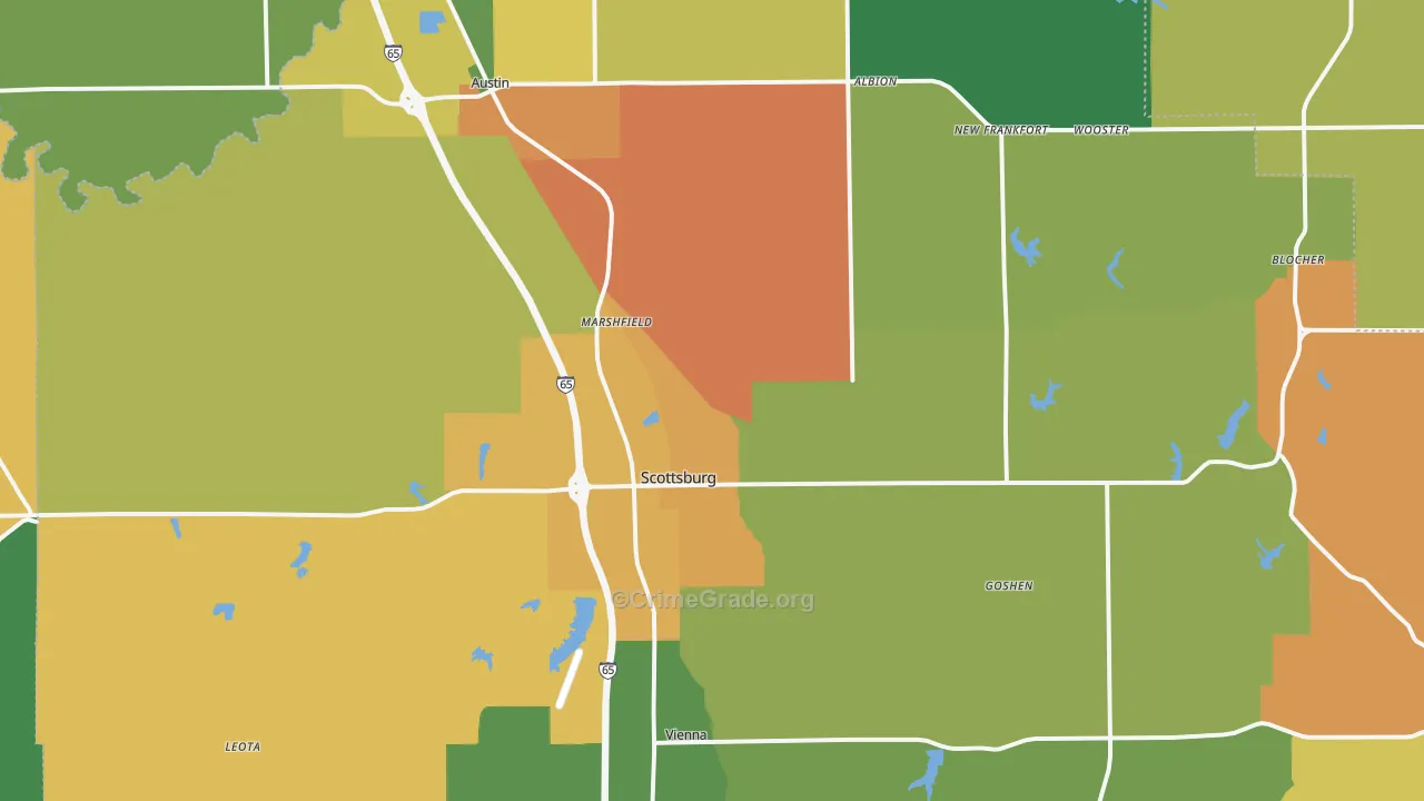 Scott County, IN Map of Assault Rates