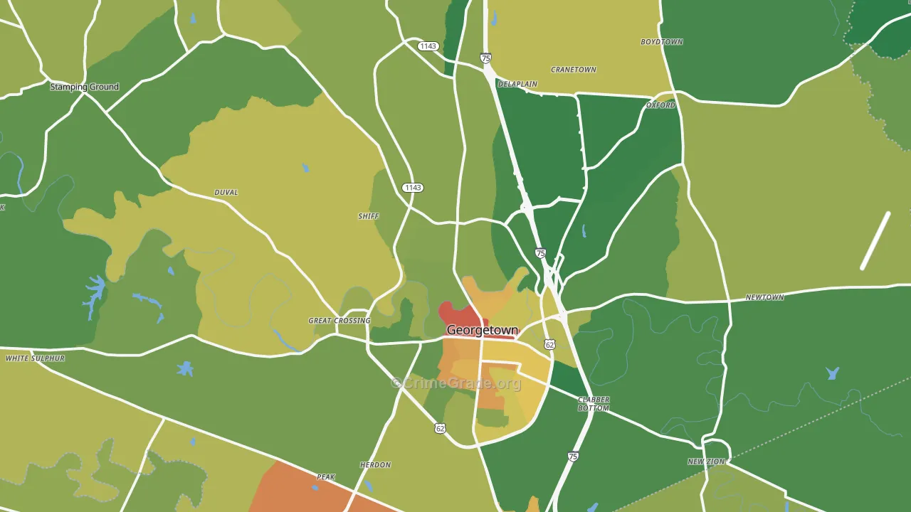 Scott County, KY Map of Assault Rates