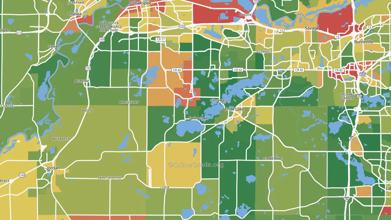 Scott County, MN Map of Assault Rates