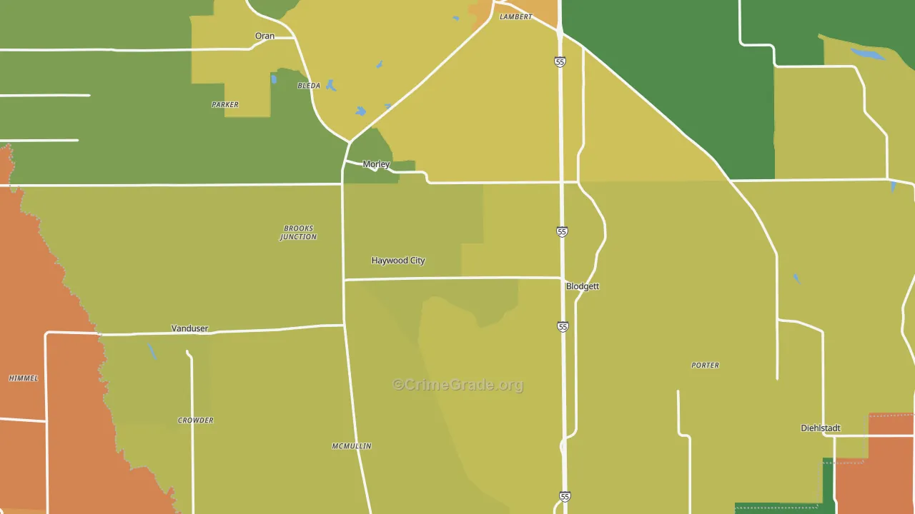 Scott County, MO Map of Assault Rates