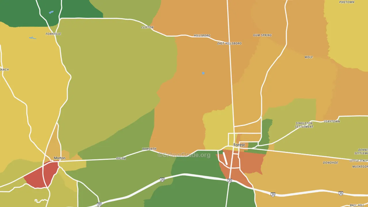 Scott County, MS Map of Assault Rates