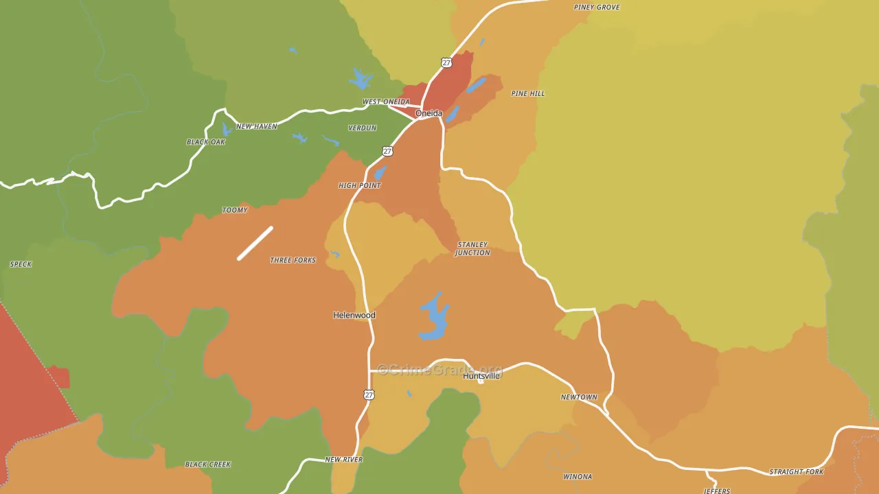 Scott County, TN Map of Assault Rates