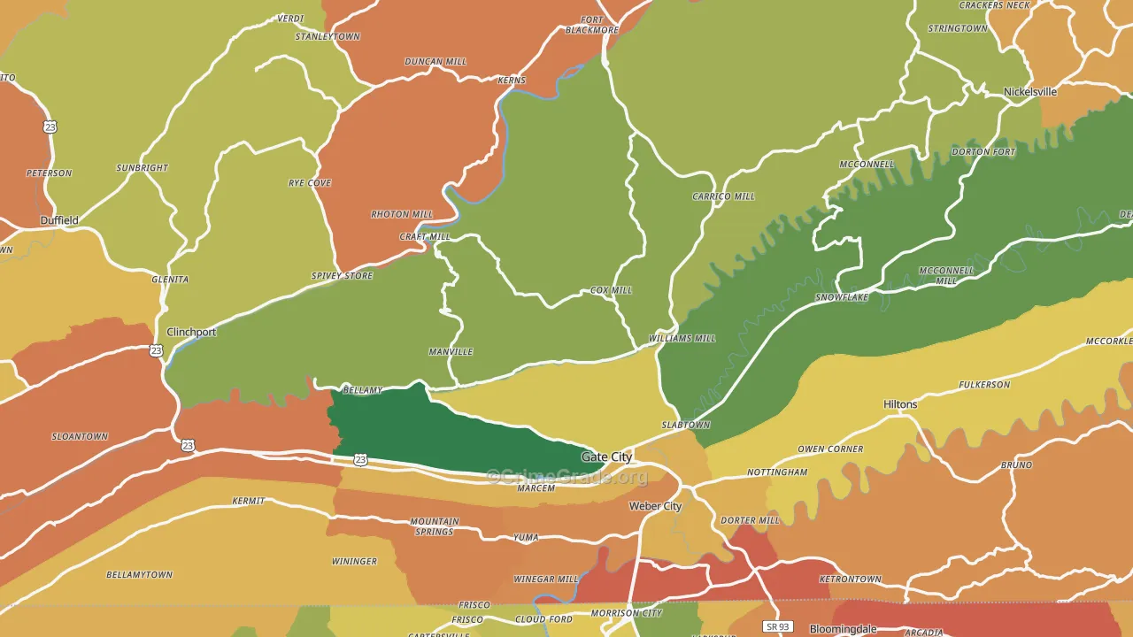 Scott County, VA Map of Assault Rates