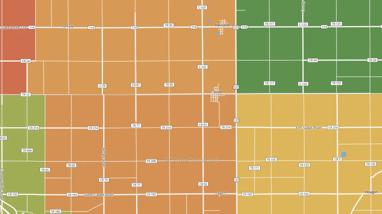 Scott, OH Map of Assault Rates