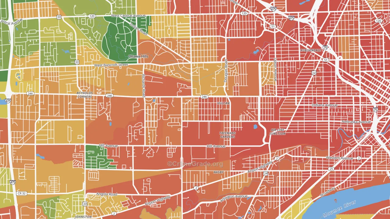Scott Park, Toledo, OH Map of Assault Rates