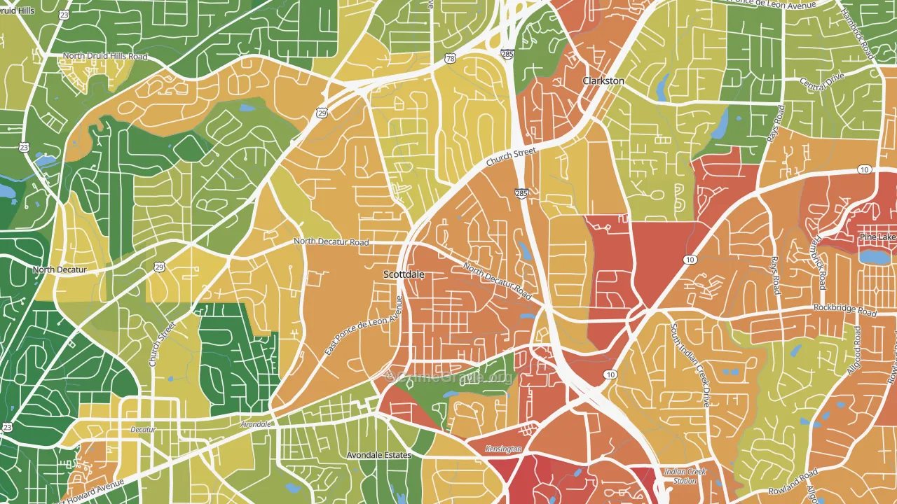 Scottdale, GA Map of Assault Rates