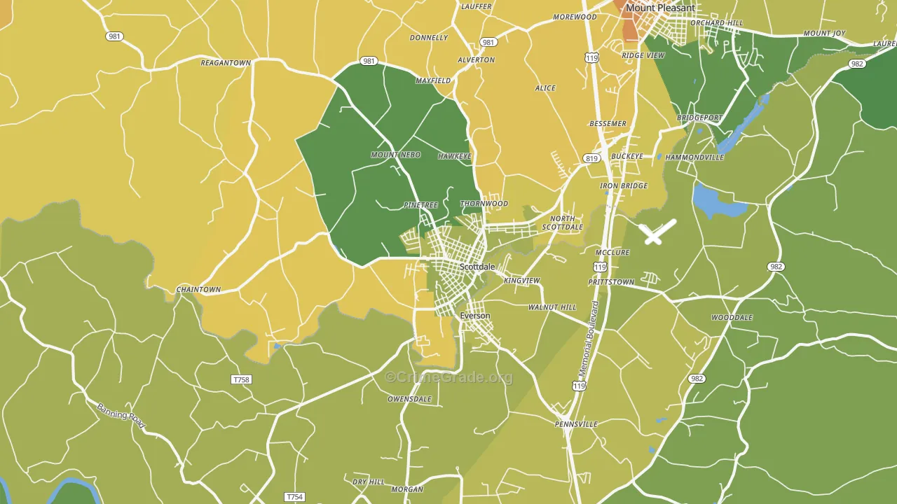 Scottdale, PA Map of Assault Rates