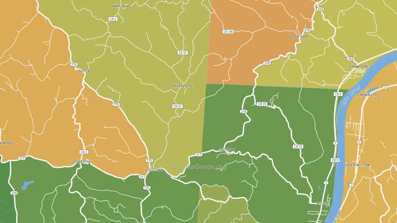Scottown, OH Map of Assault Rates