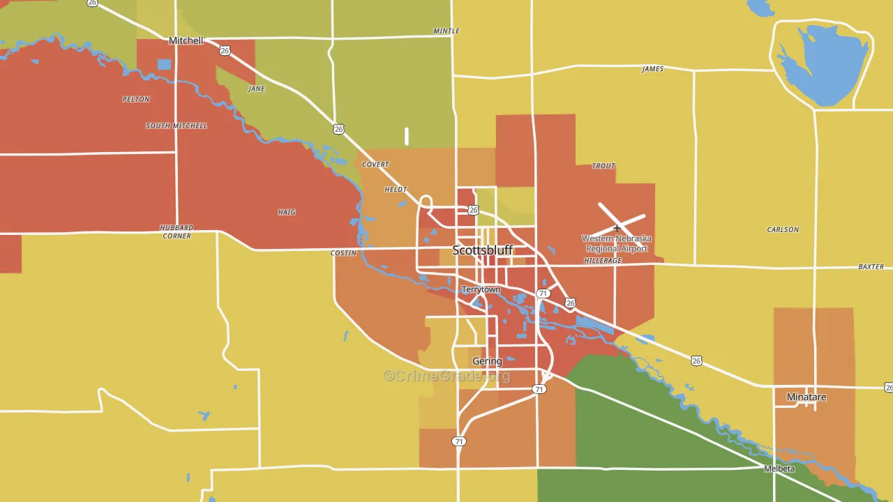 Scotts Bluff County, NE Map of Assault Rates