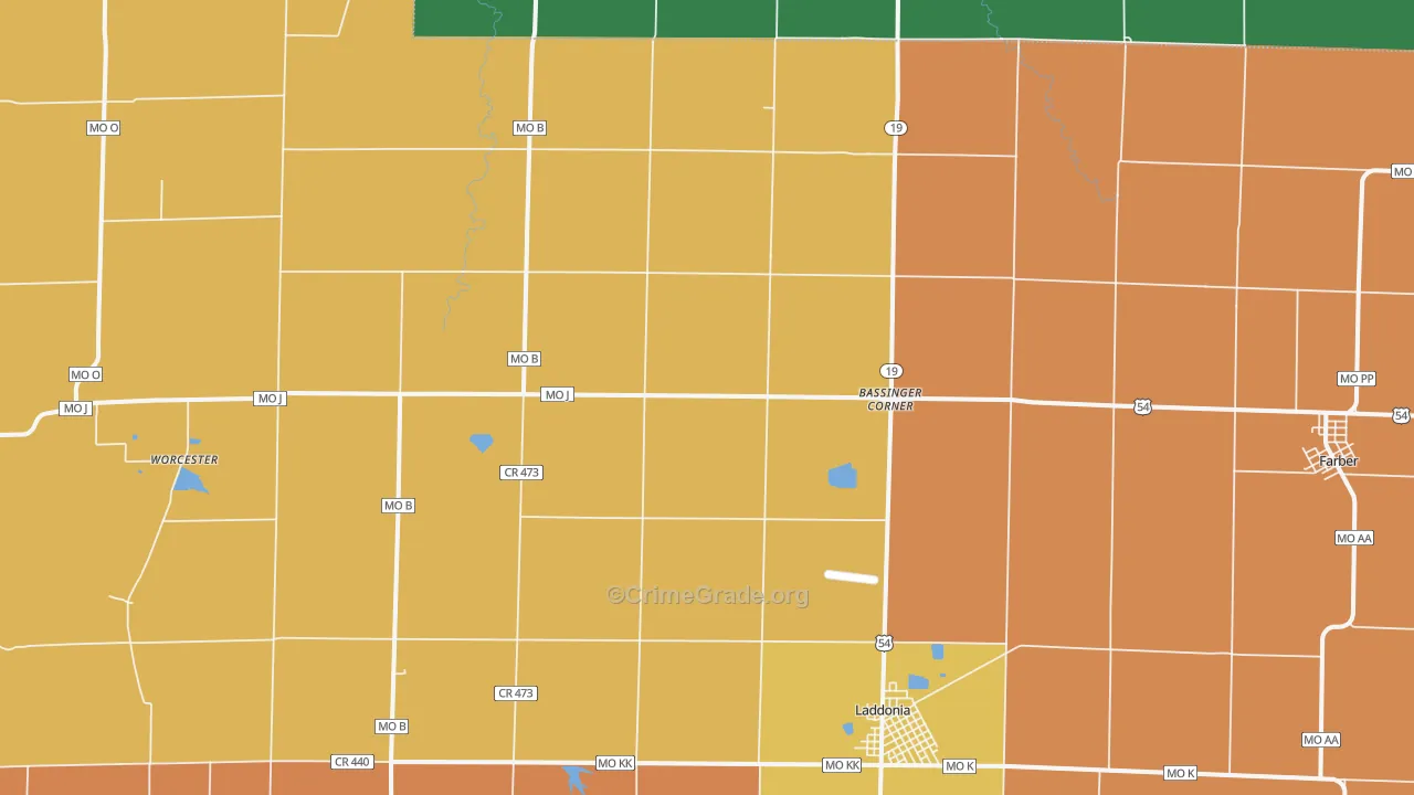 Scotts Corner, MO Map of Assault Rates