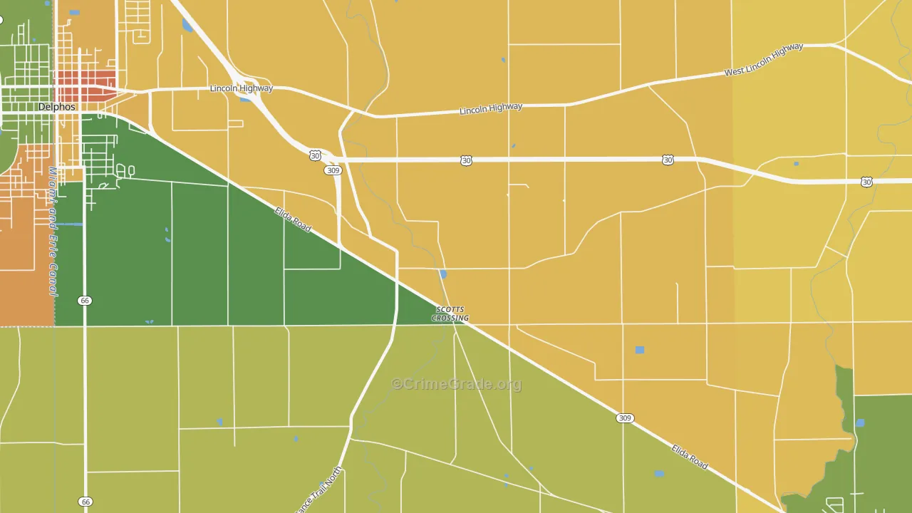 Scotts Crossing, OH Map of Assault Rates
